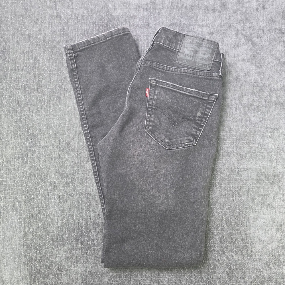 Levis 511 Jeans Mens 28x32 Faded Black Gray Grunge Emo Slim Punk Denim Hip Hop
